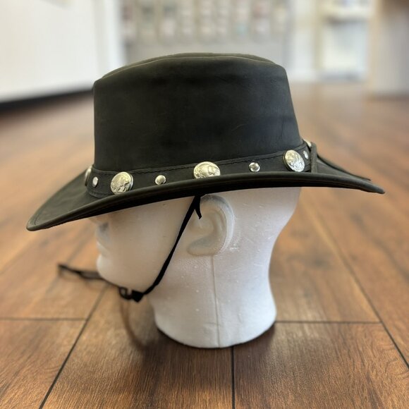 Real Leather Hats Western Style for Men and Women shapeable Brim vintage look. - Picture 8 of 9